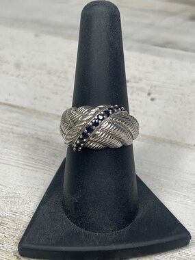 Judith Ripka Sterling Silver Blue Sapphire Domed Statement Ring